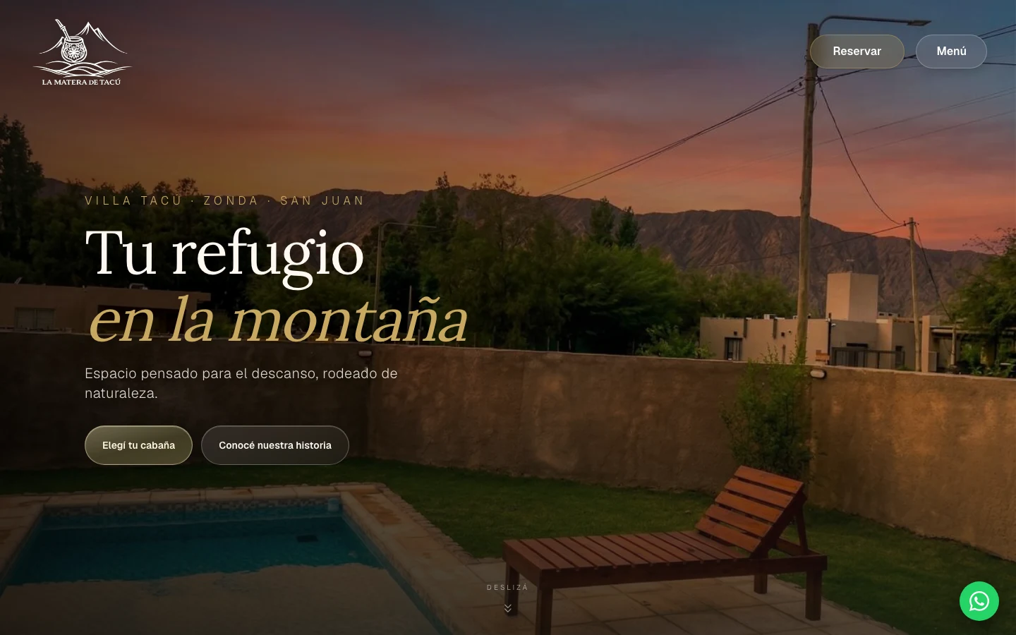 Sitio web de La Matera de Tacú: Tu refugio en la montaña