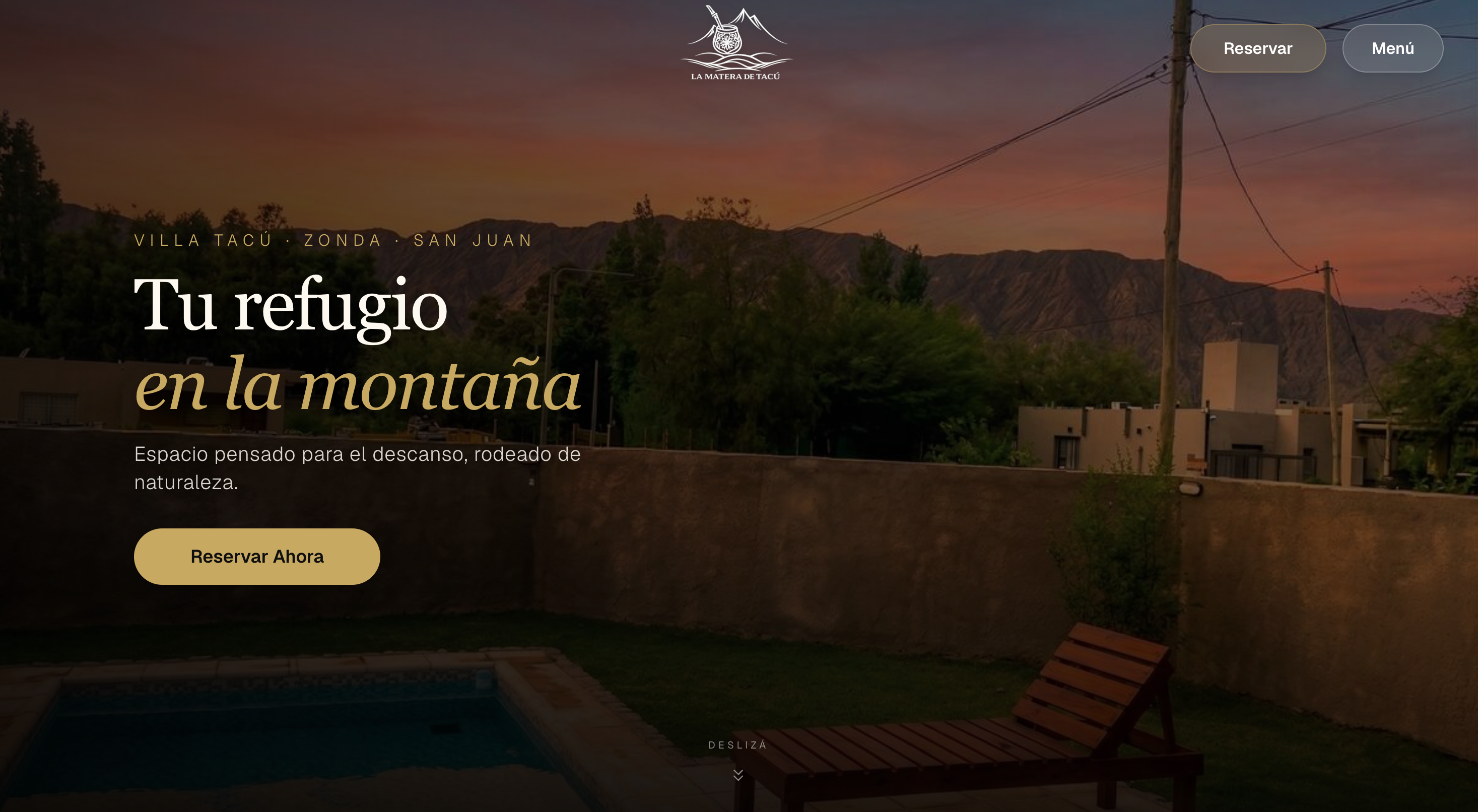 Nueva landing de La Matera de Tacú